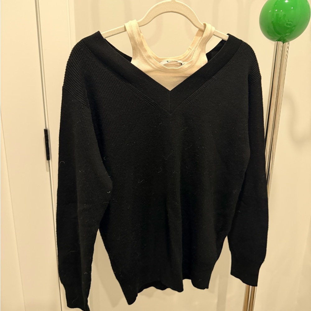 T by Alexander Wang Black Sweater with White Vest Size XS
